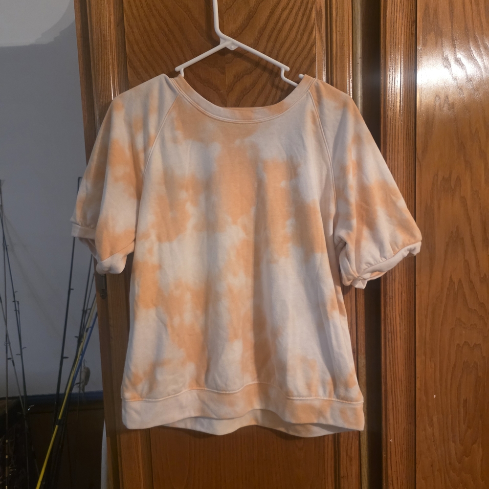 Orange and White Tie-Dye Women's Top